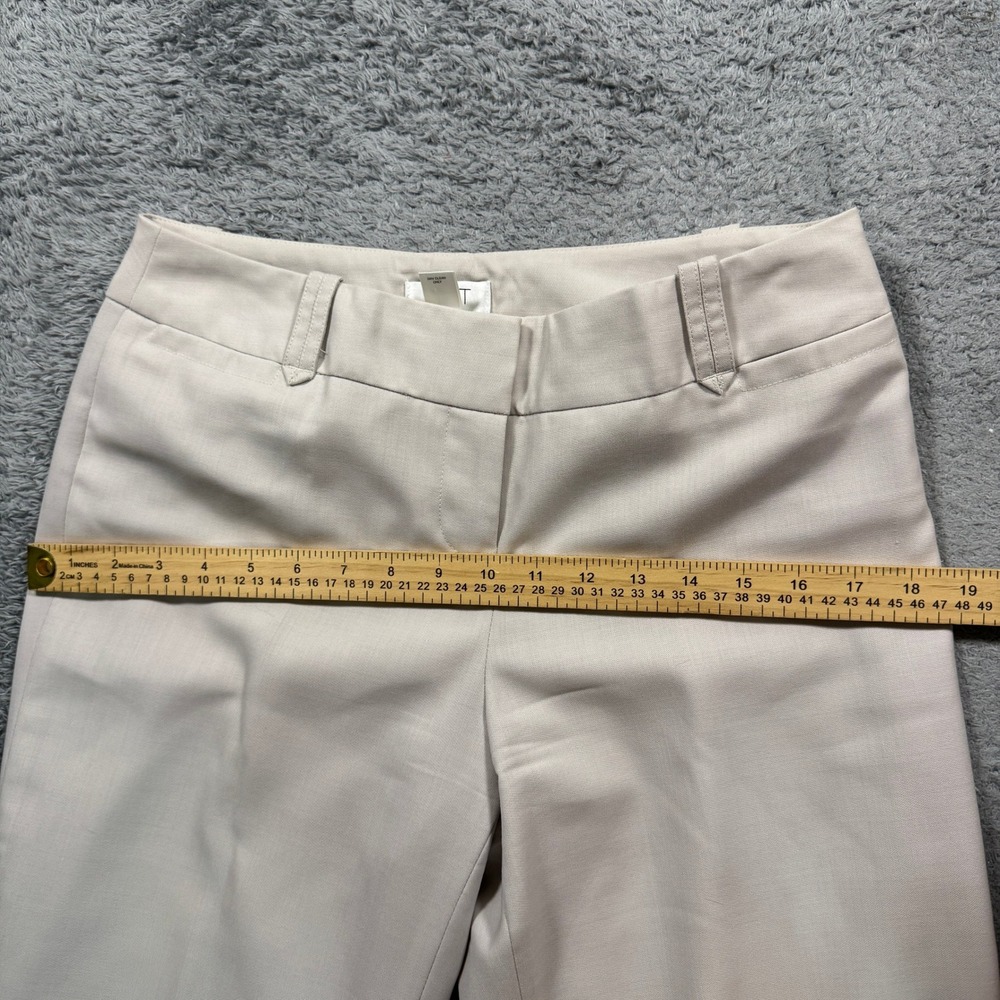 Ann Taylor Loft Womens Marisa Dress Pants 6P Beige Wool Blend Wide Leg Lined - Picture 7 of 10